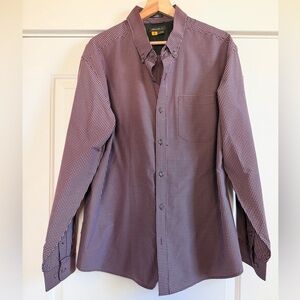 Eddie Bauer Men's Red and White Plaid Button Down Shirt